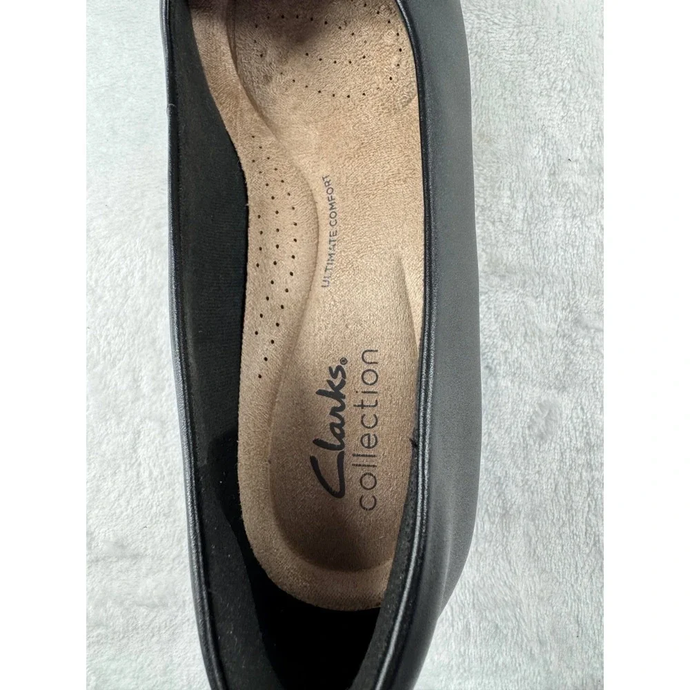 Clarks Marilyn Sara Pump Women's 6 M Black Leather Patent Cap Toe Slip-On Party - Picture 6 of 8